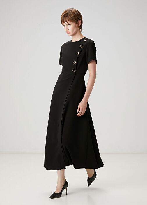 Beymen Club - Black Gold Buttoned Midi Dress