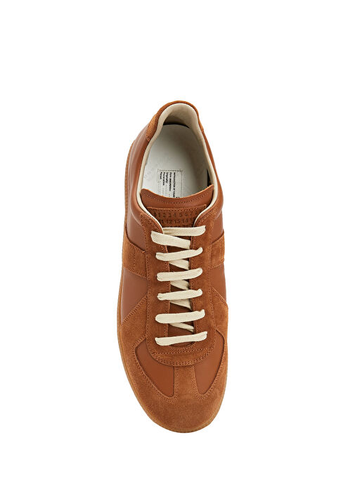 Replica Kahverengi Erkek Deri Sneaker - Görsel 5