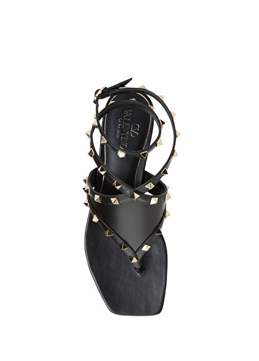 Rockstud Siyah Kadın Deri Sandalet - Görsel 5