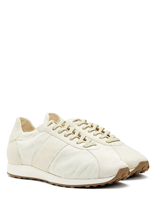 Beyaz Ekru Kadın Deri Sneaker - Görsel 3