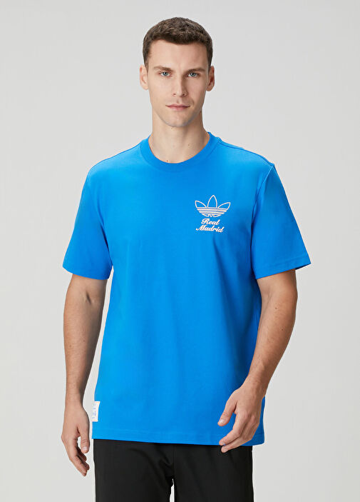 Adidas - Real Madrid Terrace Icons Graphic Mavi T-shirt - Mavi-Beyaz