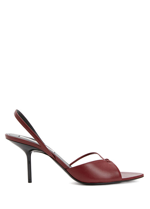 Bordo Deri Topuklu Ayakkabı - Görsel 2