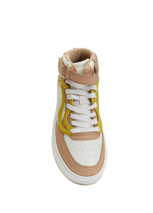 Sarı Bej Logo Detaylı Kadın Sneaker - Görsel 5