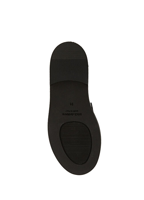 Siyah Logo Bantlı Kız Çocuk Deri Loafer - Görsel 6