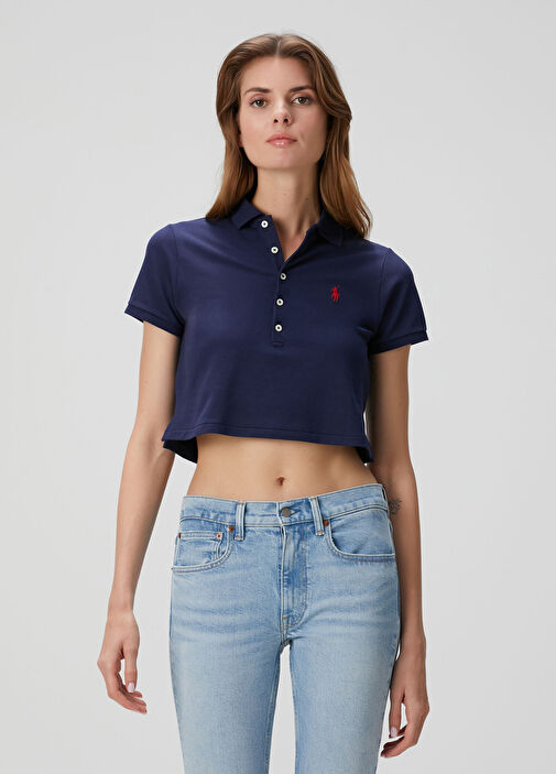 Polo Ralph Lauren - Lacivert Polo Yaka Cropped T-shirt - Lacivert
