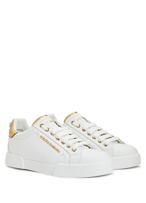 White Logo Detailed Womens Leather Sneaker - Görsel 3