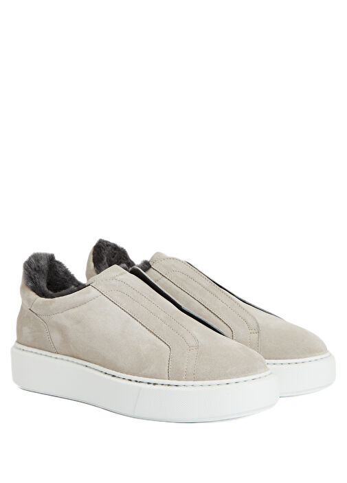 Açık Bej Kadın Süet Loafer - Görsel 3