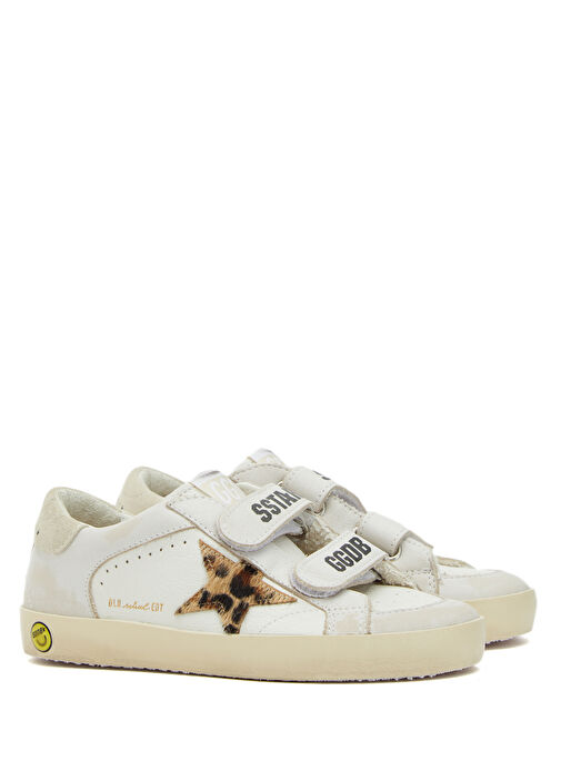 Old School Beyaz Unisex Çocuk Deri Sneaker - Görsel 3