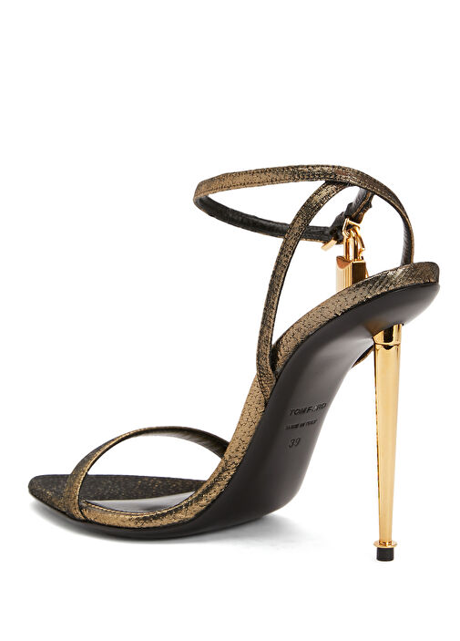 Gold Kilit Detaylı Kadın Sandalet - Görsel 4