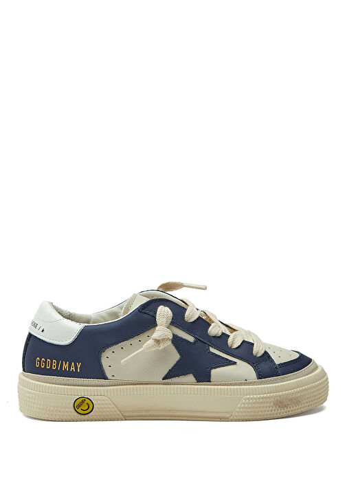 May Beyaz Mavi Çocuk Deri Sneaker - Görsel 2