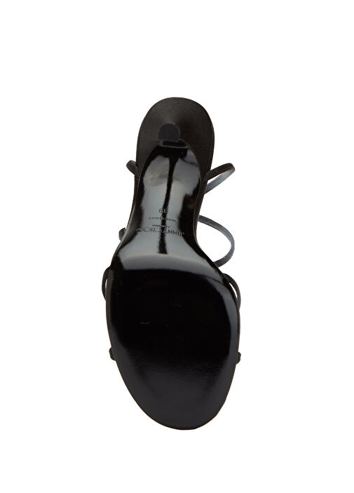 1998 Leo Siyah Saten Topuklu Sandalet - Görsel 6