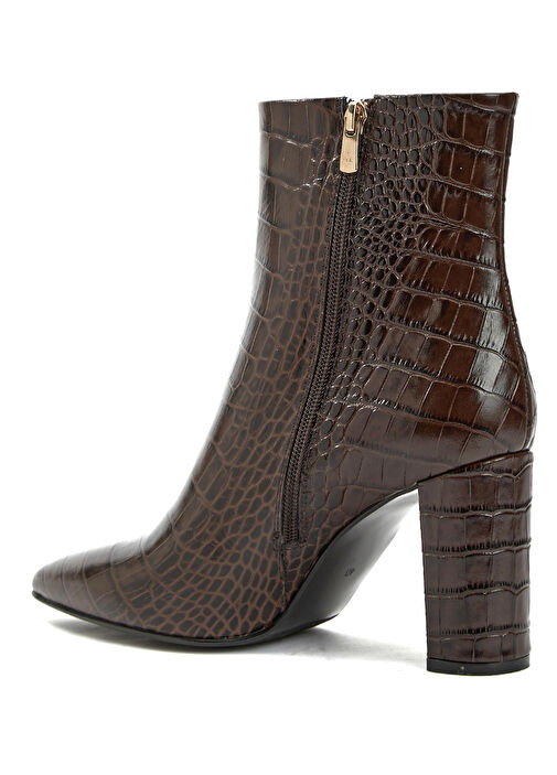 Kahverengi Kroko Desenli Kadın Deri Bot - Görsel 4