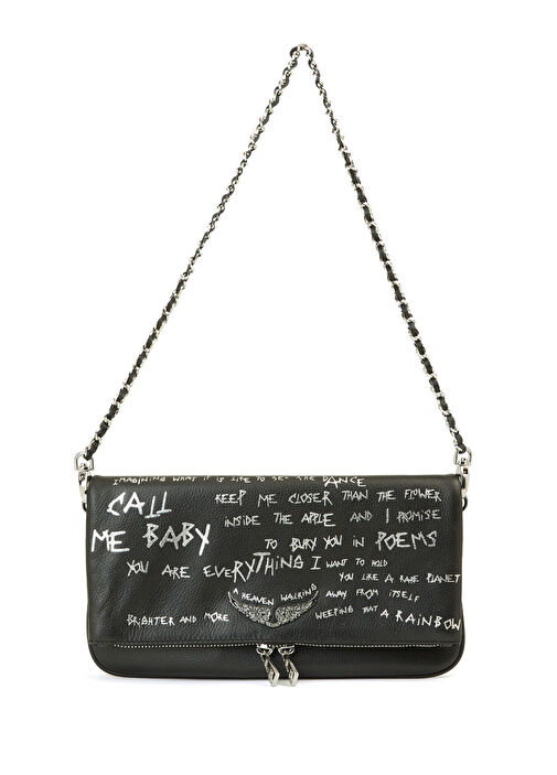 Zadig&Voltaire Siyah Kadın Rock Graffiti Siyah Kadın Deri Çapraz