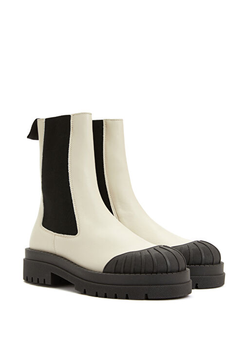 Kırıkbeyaz Kadın Deri Bot - Görsel 3