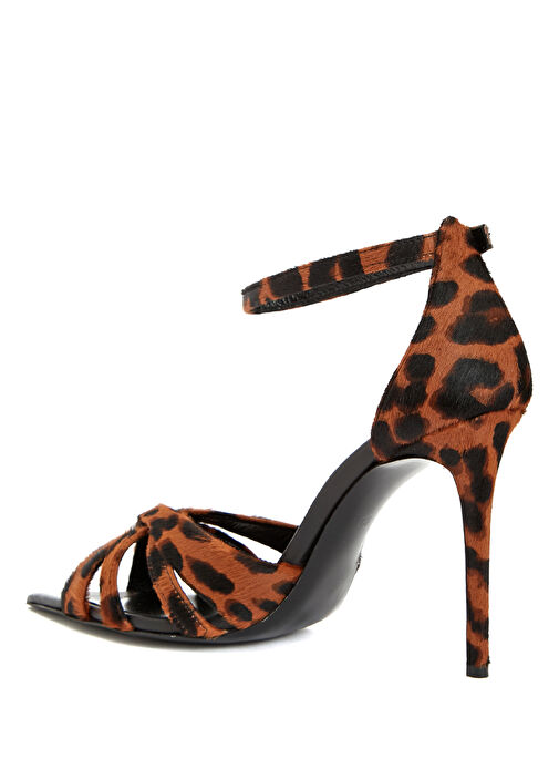 Leopar Desen Kadın Deri Sandalet - Görsel 4