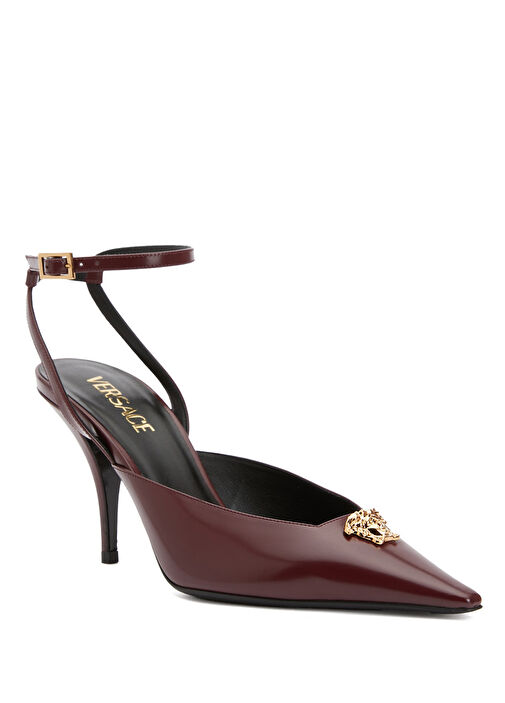 Medusa Bordo Deri Topuklu Ayakkabı - Görsel 4