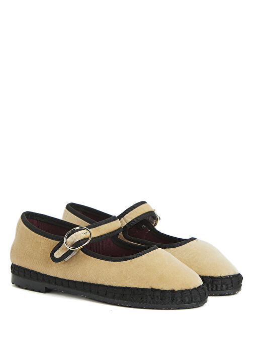 Theodora Siyah Krem Kız Çocuk Kadife Babet - Görsel 3