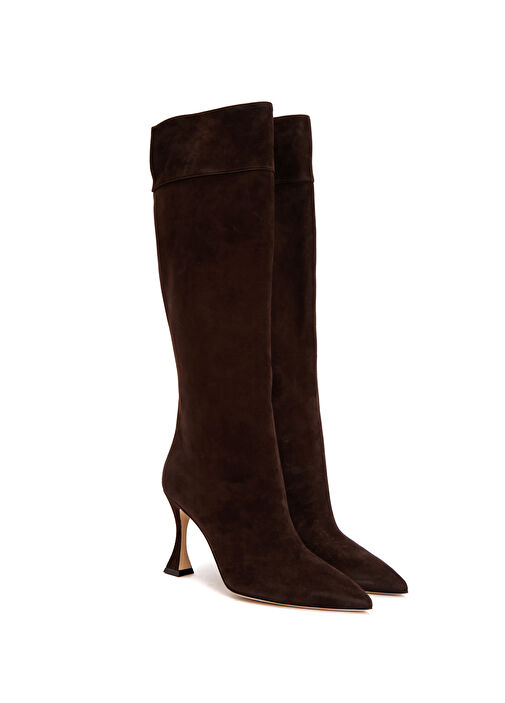 Miralonepla Koyu Kahverengi Kadın Süet Çizme - Görsel 3