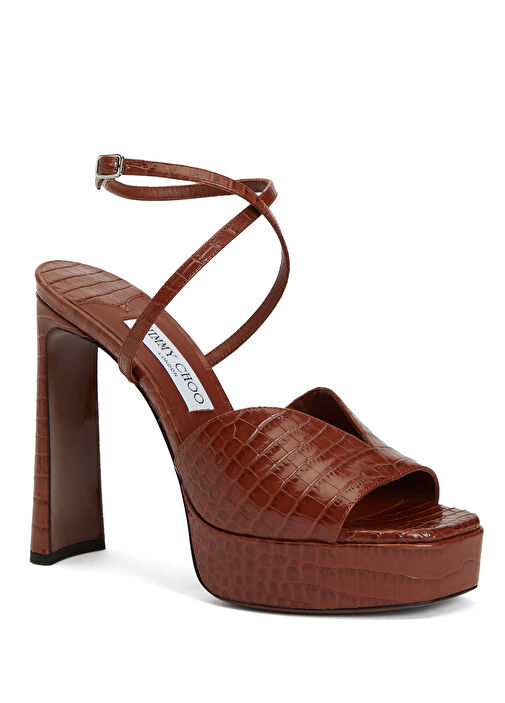 Karli Krokodil Dokulu Kadın Deri Sandalet - Görsel 3