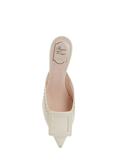 City Kırık Beyaz Kadın Deri Terlik - Görsel 5