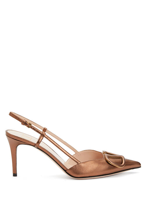 VLogo Bronz Deri Topuklu Ayakkabı - Görsel 2