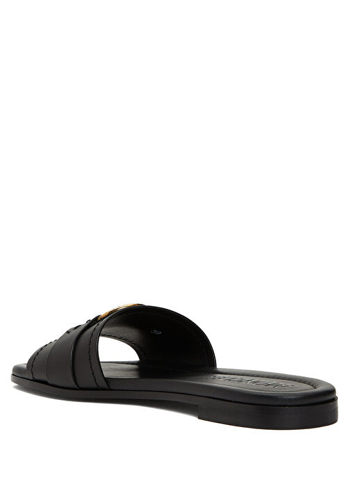 Siyah Logo Detaylı Kadın Deri Terlik - Görsel 4