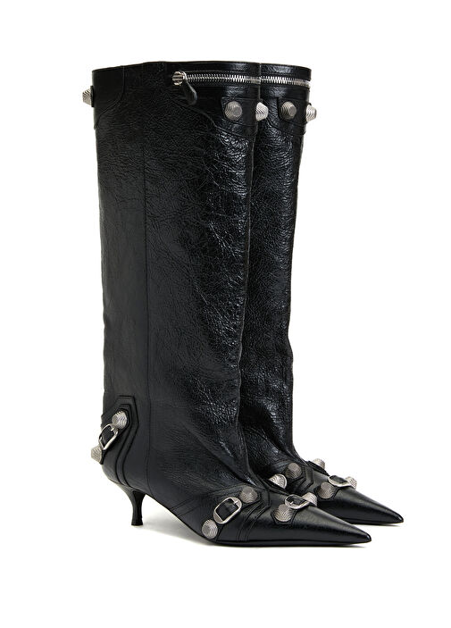 Cagole Wide Siyah Kadın Deri Çizme - Görsel 3