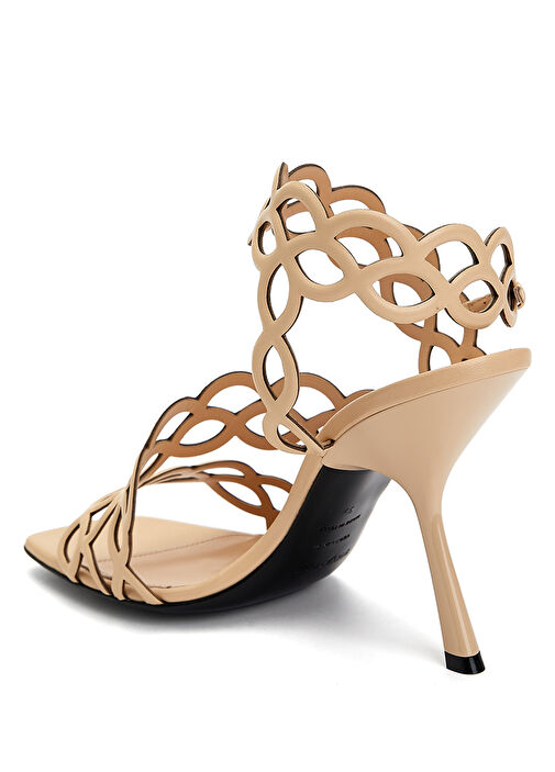 Bej Bant Detaylı Kadın Deri Sandalet - Görsel 4