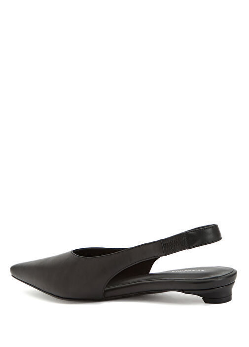 Siyah Deri Topuklu Ayakkabı - Görsel 4