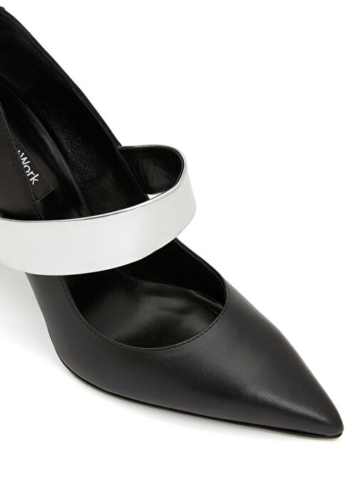 Siyah Deri Stiletto - Görsel 7