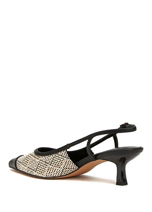 Bej Siyah Topuklu Ayakkabı - Görsel 4