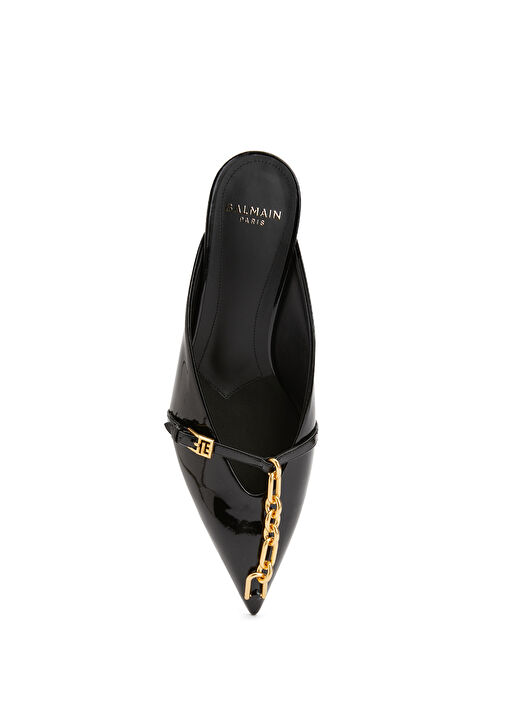 Sync Patent Siyah Kadın Deri Terlik - Görsel 5