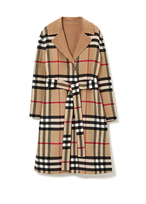 BURBERRY アウター Burberry Bej Kadın Reversible Check Bej Yün Çift Taraflı Kadın