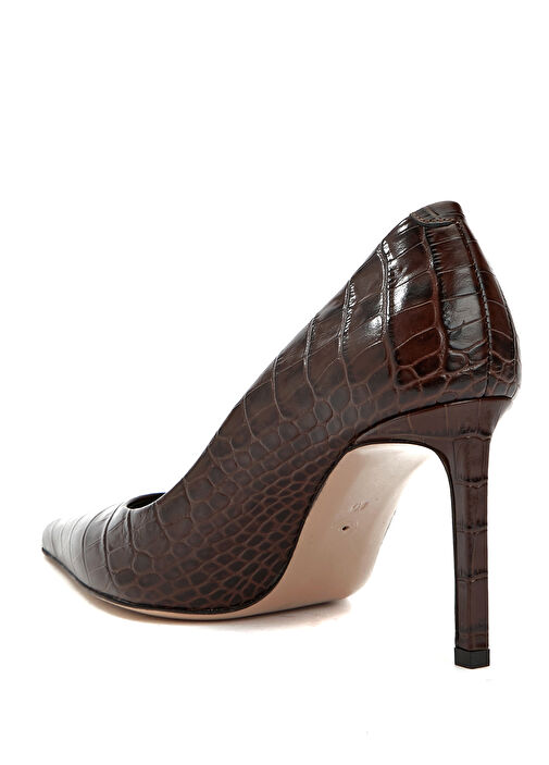 Kahverengi Kroko Kadın Deri Ayakkabı - Görsel 4