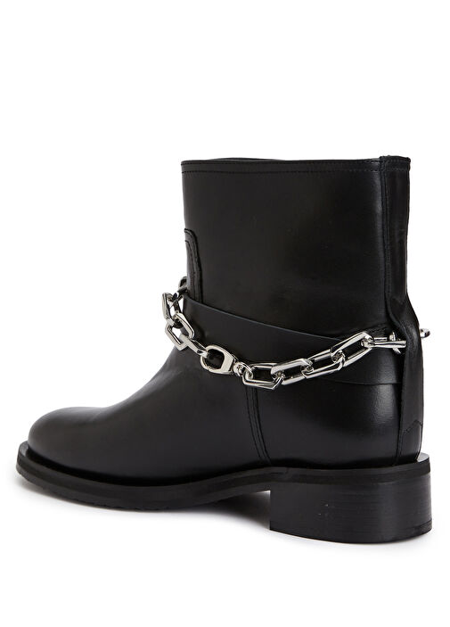 Siyah Zincir Detaylı Kadın Deri Bot - Görsel 4