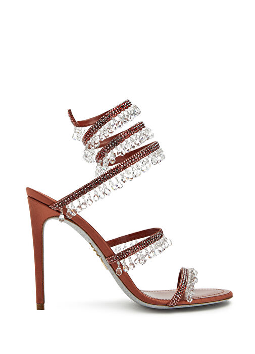 Chandelier Koyu Kırmızı Kadın Saten Sandalet - Görsel 2