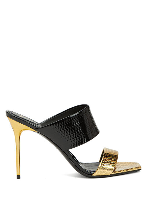 Siyah Gold Kadın Deri Terlik - Görsel 8