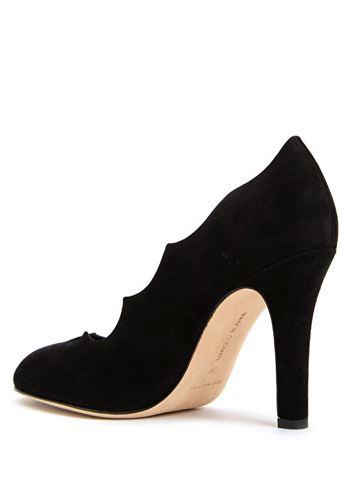 Mandembe Siyah Kesim Detaylı Süet Topuklu Ayakkabı - Görsel 4