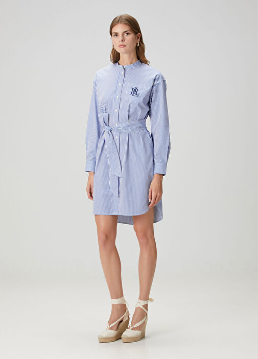 Lauren Ralph Lauren - Blue White Striped Mini Shirt Dress Lauren Ralph Lauren - Blue White Striped Mini Shirt Dress