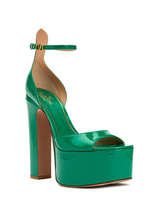 Yeşil Deri Topuklu Ayakkabı - Görsel 3