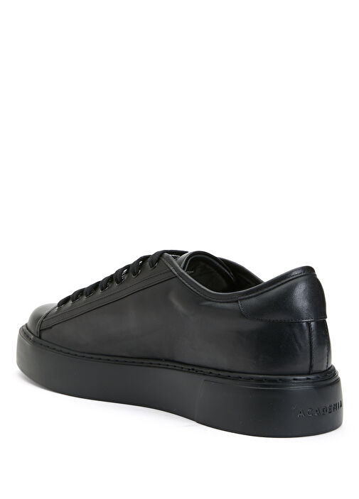 Siyah Logo Detaylı Erkek Deri Sneaker - Görsel 4