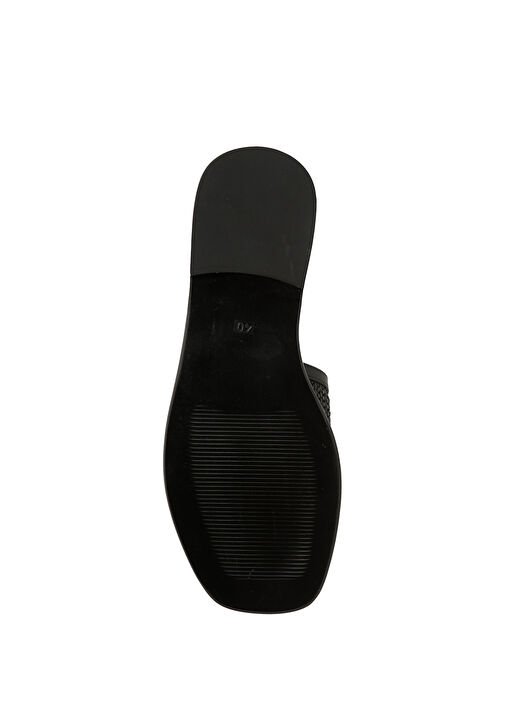 Siyah Rafya Dokulu Kadın Deri Terlik - Görsel 6