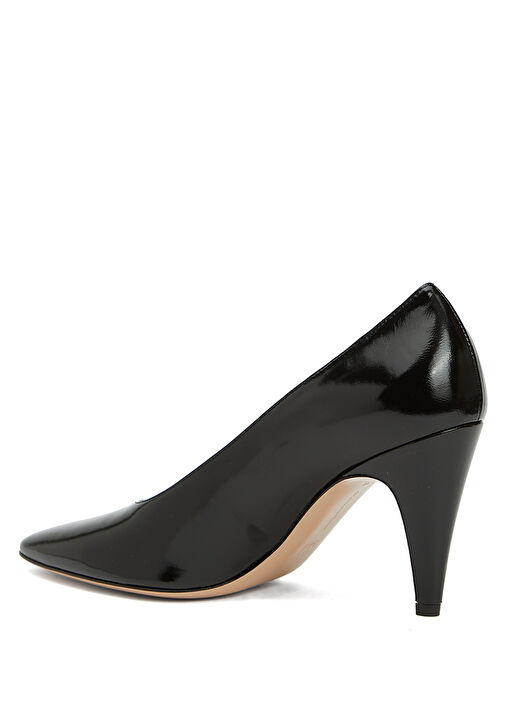 Siyah Deri Topuklu Ayakkabı - Görsel 4