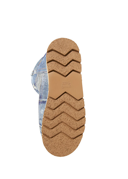 Mavi Denim Dokulu Kadın Deri Kar Botu - Görsel 6