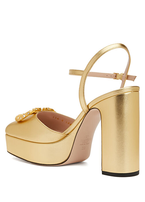 VLogo Signature Gold Mor Deri Topuklu Ayakkabı - Görsel 4