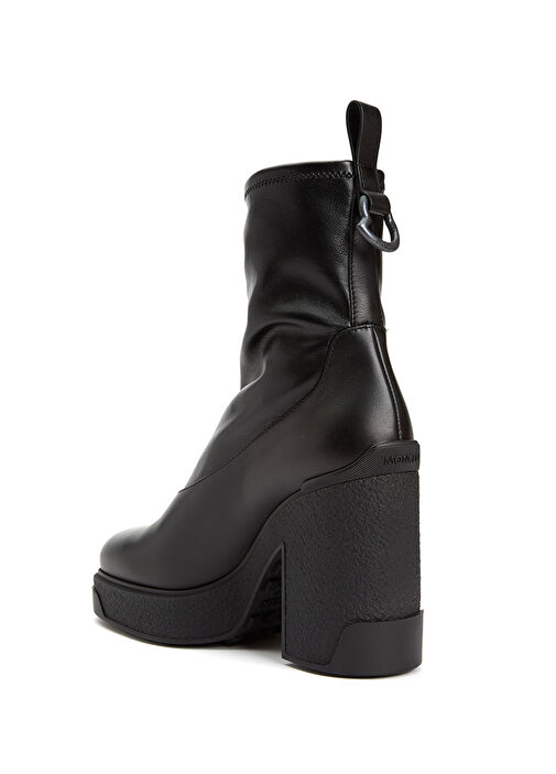 Siyah Logolu Kadın Deri Bot - Görsel 4