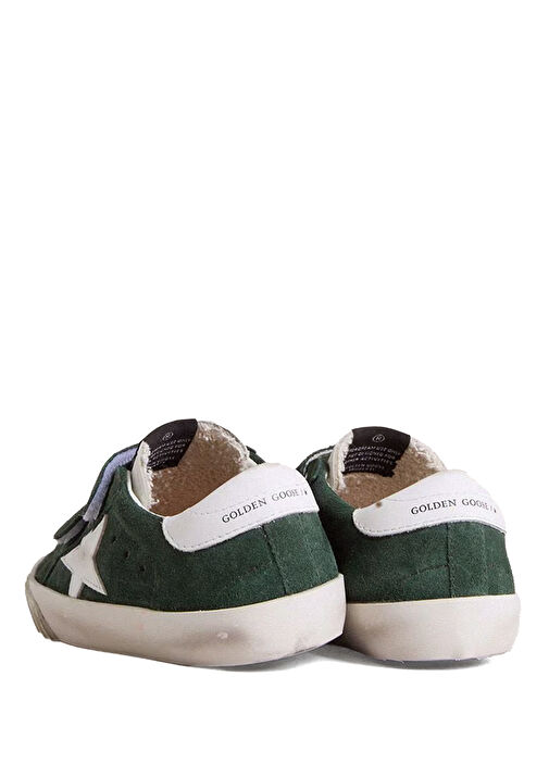 Old School Koyu Yeşil Unisex Çocuk Deri Sneaker - Görsel 5