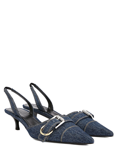 Voyou Koyu Mavi Denim Topuklu Ayakkabı - Görsel 3