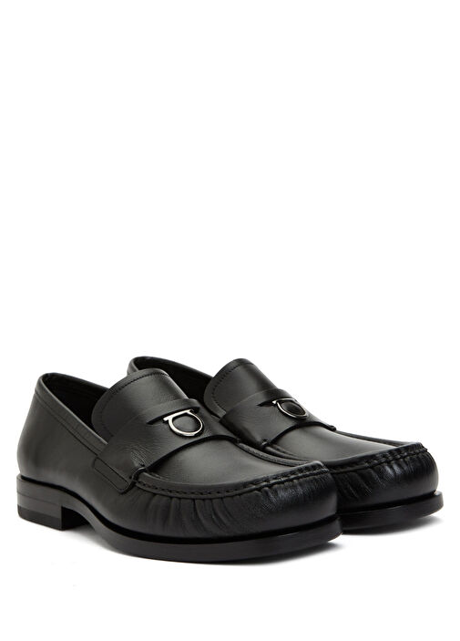 Ferragamo Siyah Ferragamo Deri Erkek Loafer