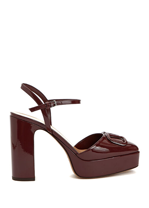 VLogo Bordo Deri Topuklu Ayakkabı - Görsel 2